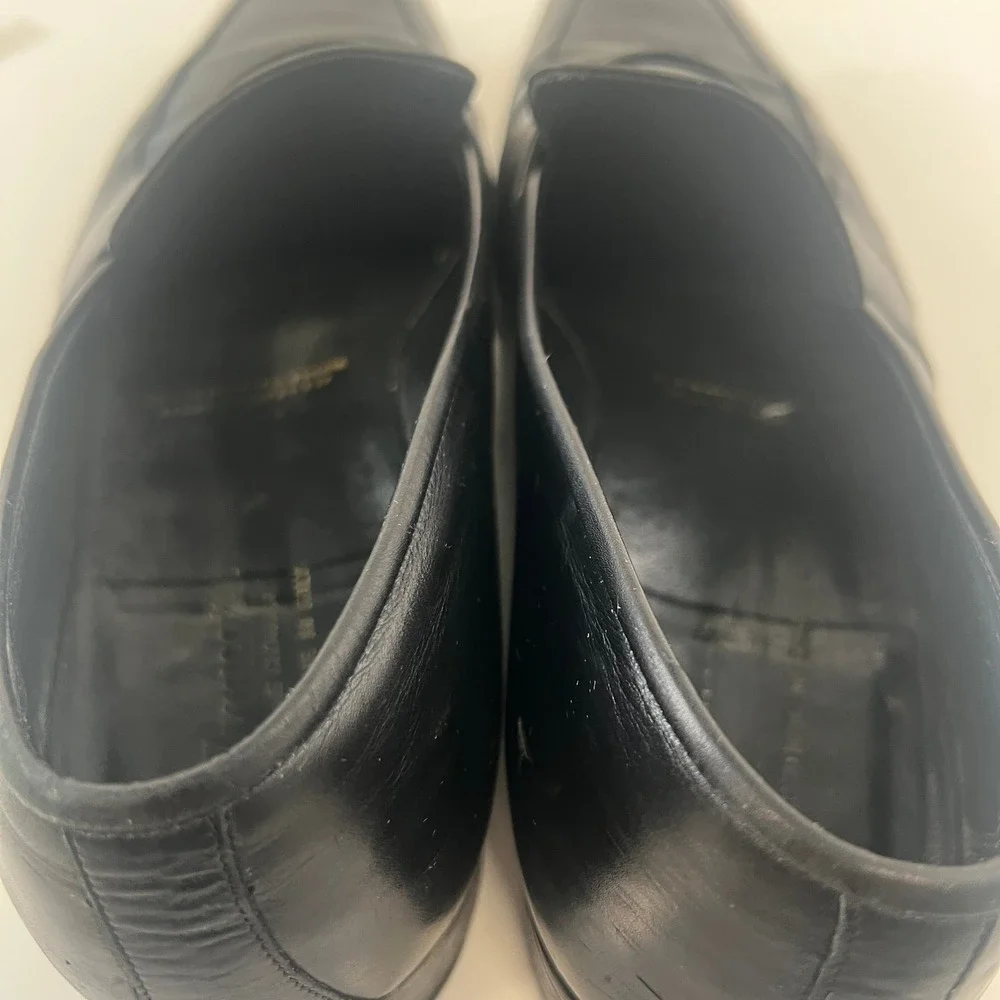 Gravati Mens Black Leather Penny Loafers Italy Almond Toe Dress Shoes Size 11 M